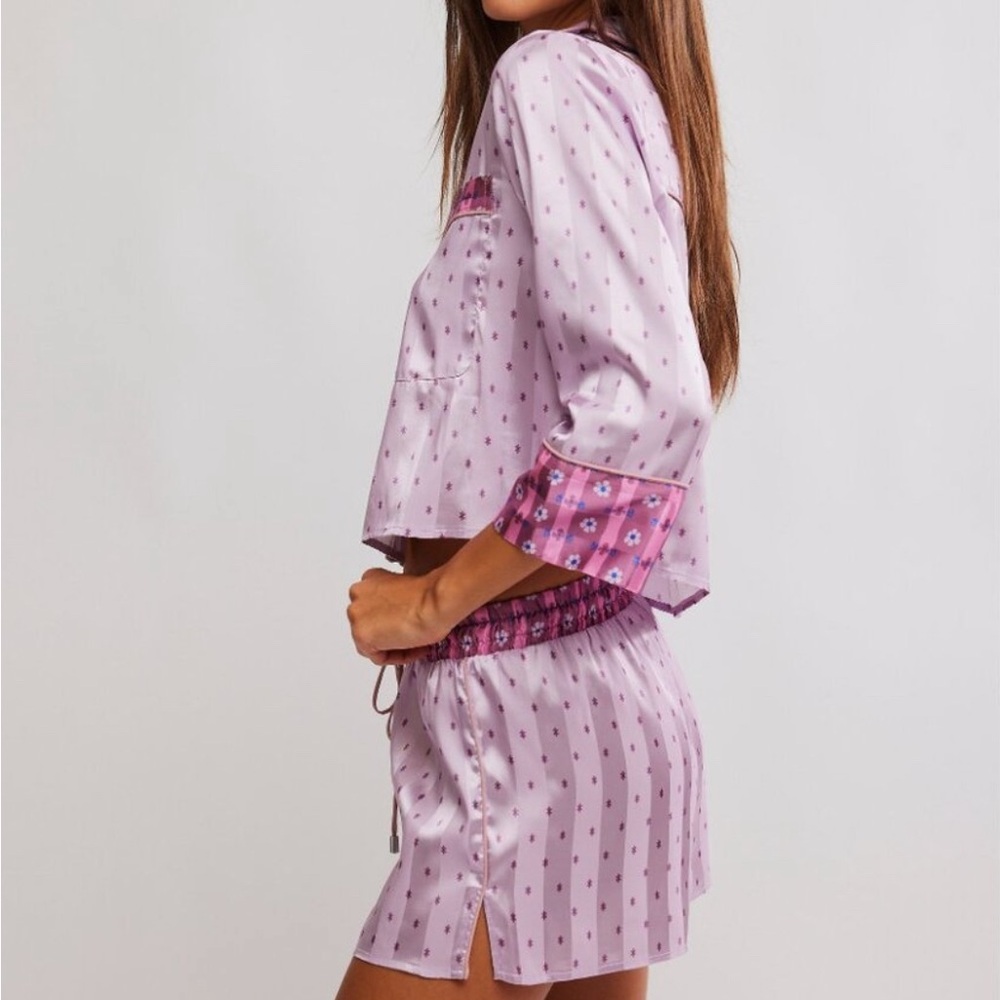 Free People Pillow Talk PJ Set Lilac Combo - Picture 2 of 7